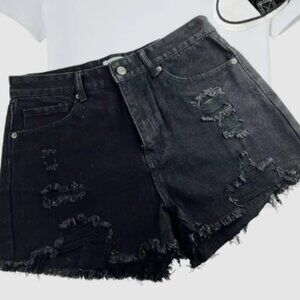 Track 23 Distressed Fashion Denim Black Shorts Juniors Size 9 NWT